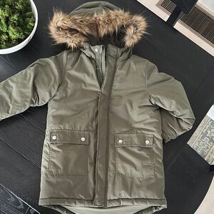Cat & Jack Khaki Jacket with Faux Fur Trim